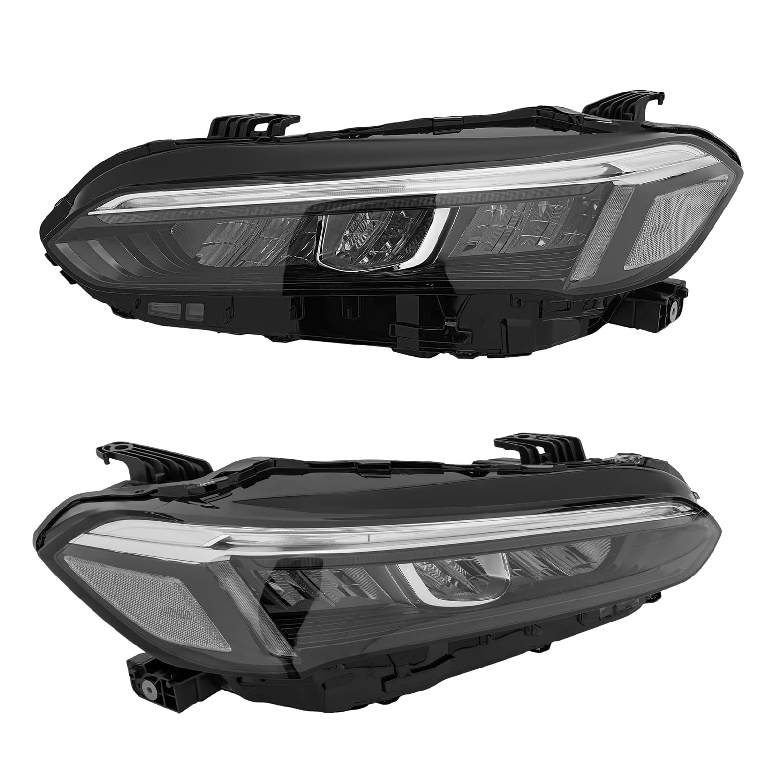33150-T20-A52, 33100-T20-A52 Halogen/LED Headlight Assembly for 2022 2023 2024 Honda Civic Driver+Passenger Headlamp w/LED DRL Direct Replacement