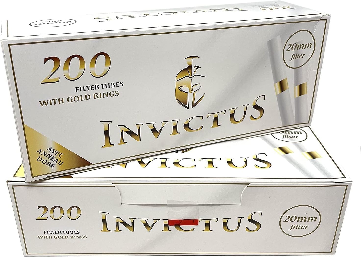 Invictus White Empty 20mm Filter Tubes With Golden Ring 400
