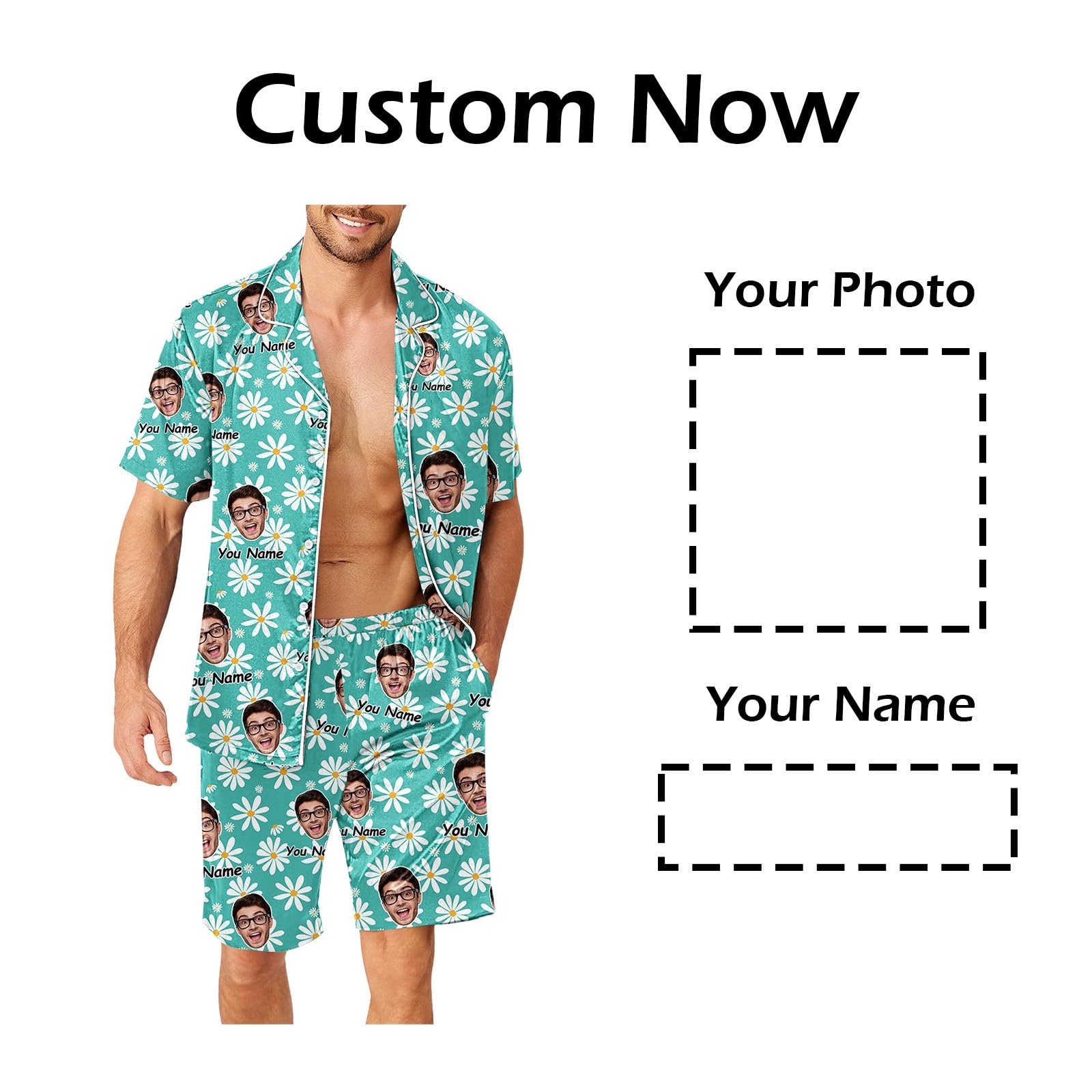Generisch Patrón de costura pijama hombre pantalones para hombres mujeres parejas a juego unisex nombre personalizado diseñador albornoz hombre