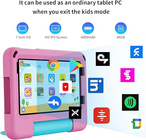 Miniatura 6 de PRITOM Tabletas TAB7 PRO para niños de 7 pulgadas, 64 GB, 3 GB de RAM actualizadas, tableta para niños pequeños Android 14 con WiFi, cámara dual,