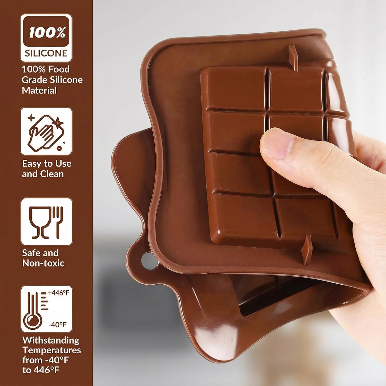 4 Pcs Break-Apart Chocolate Molds, Chocolate Bar Silicone Molds, Non-Stick Chocolates Bar Mold for Baking Chocolates, Candy, Protein Energy Bars image 5
