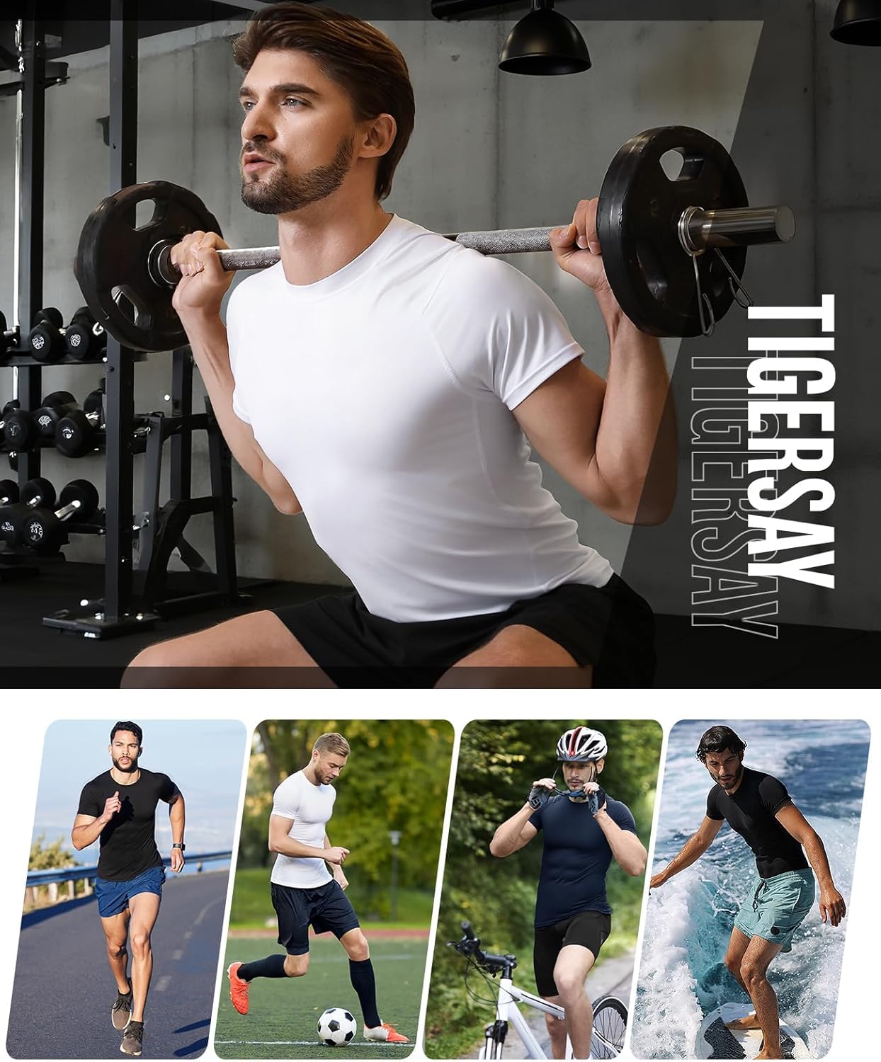 Men's Compression Shirts, Short Sleeve T-Shirt Athletic Compression Tops Workout Sports Base Layer Undershirt - Image 6