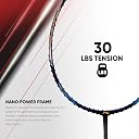 Li-Ning Ignite 8 Japanese Carbon Graphite Unstrung Badminton Racket with Full Cover (Black/Blue/Old Gold, 77 Grams) gallery image