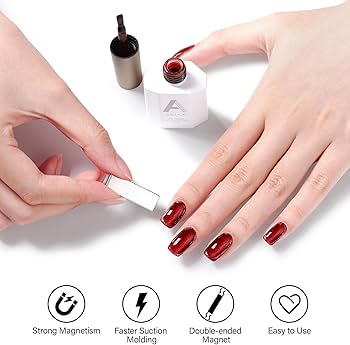 Amazon.com : AILLSA Red Cat Eye Gel Polish Burgundy Glitter