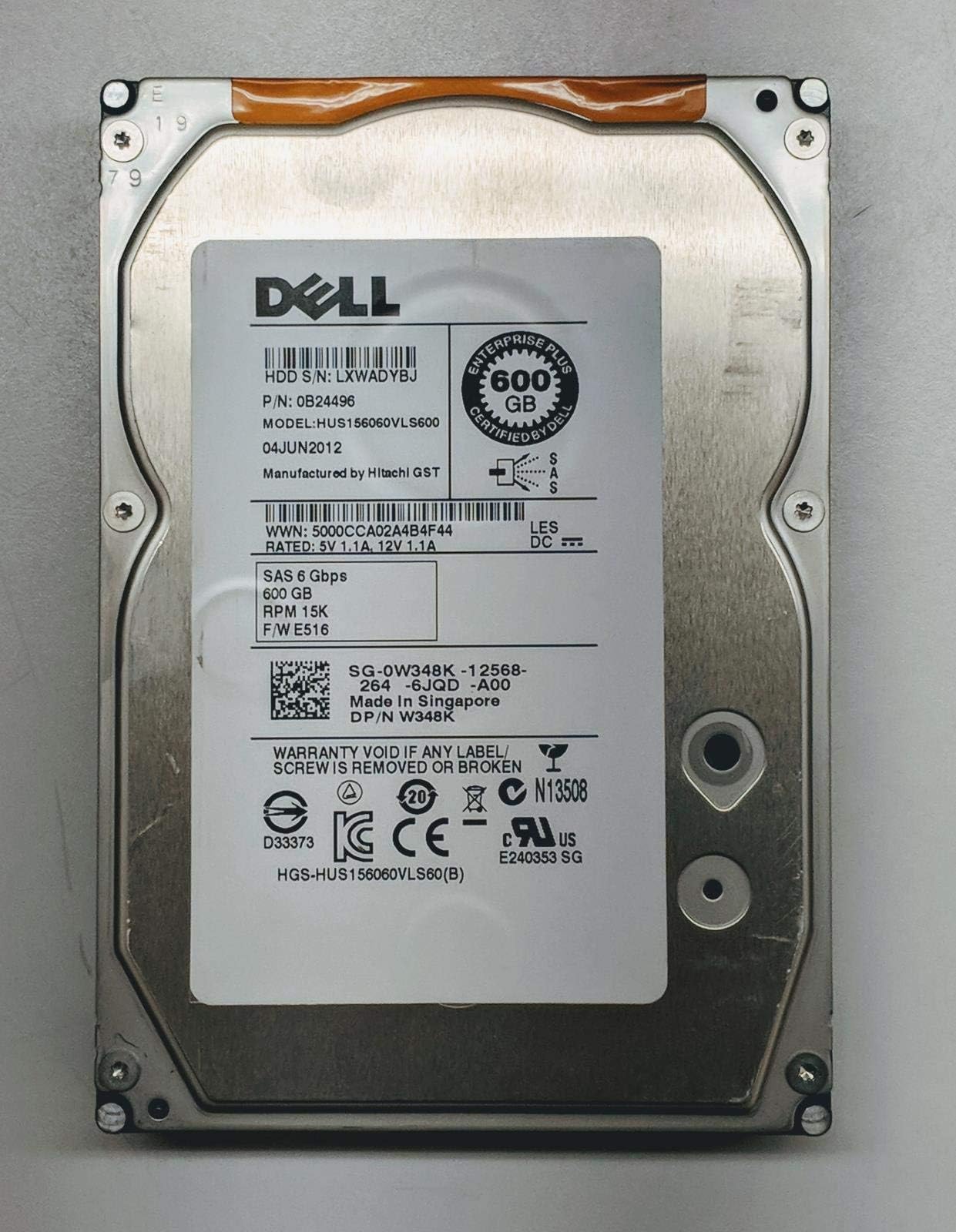 W348K Dell - 600GB 15K RPM SAS 3.5" HD
