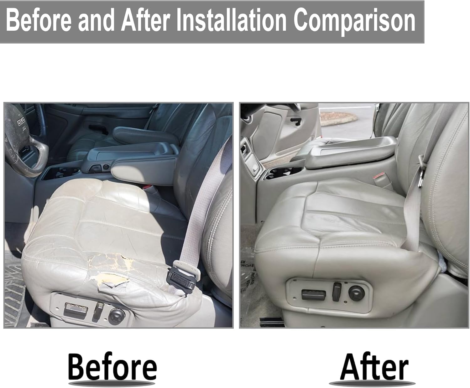 GXARTS Pewter Gray Driver and Passenger Bottom & Top Lean Back & Seat Armrest Replacement Microfiber Leather Seat Cover Fit for Chevy Silverado Tahoe Suburban Yukon GMC Sierra1999-2002