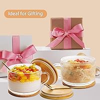 Vista 5 de Juego de Cristalería de Tazas de Café Vintage de 4 - 14oz Recipientes Herméticos para Avena Nocturna con Tapas y Cucharas, Tazas de Vidrio