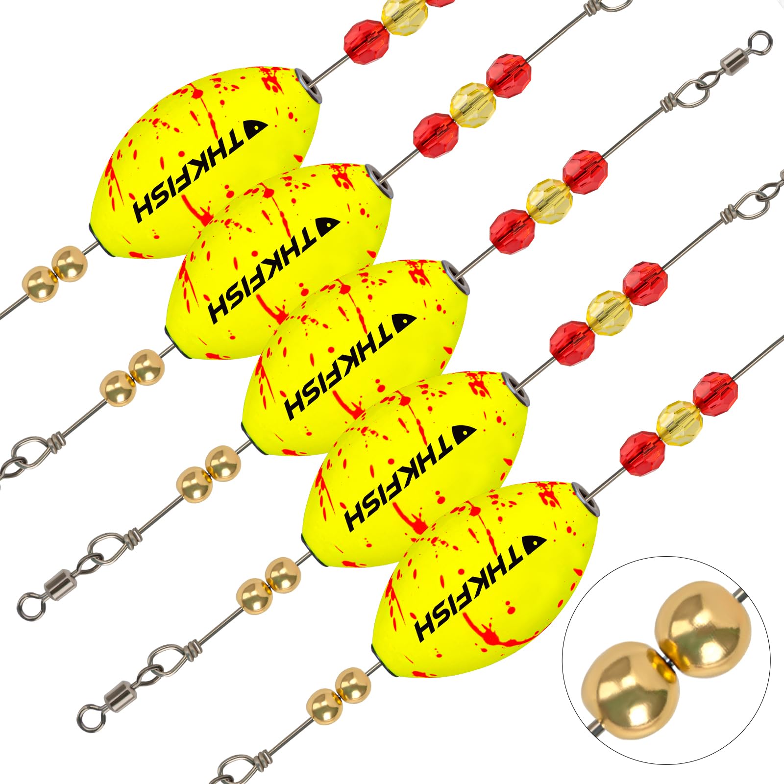 THKFISH 2.5IN Fishing Floats Bobbers Fishing Popping Cork Trout Float Rig Popping Floats Cork Trout Floats for Fishing Saltwater 5PCS