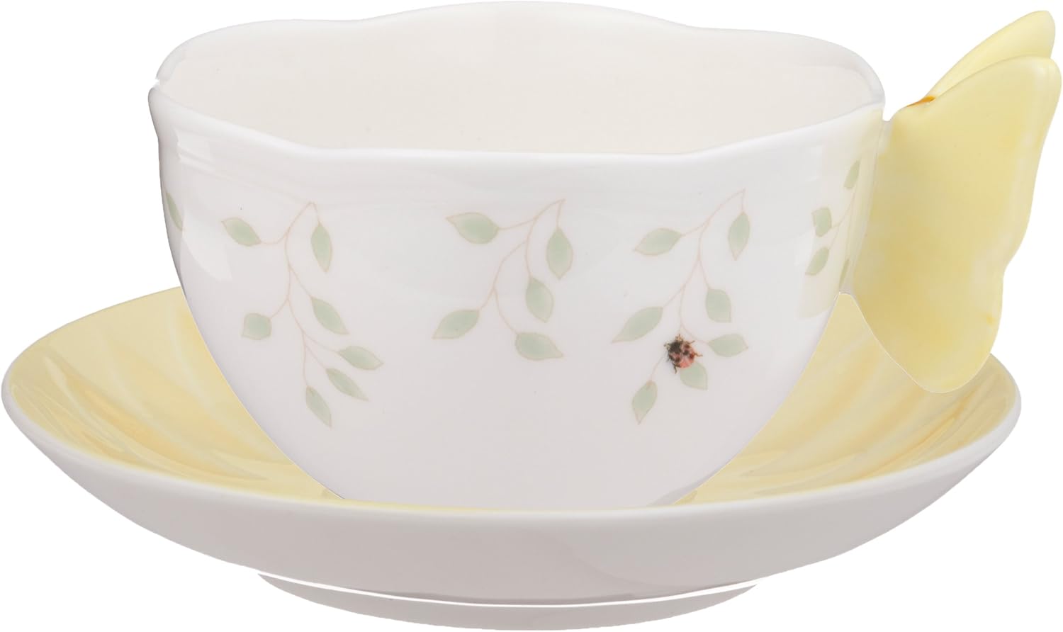 Lenox Butterfly Meadow Figural Cup and Saucer Set, Yellow