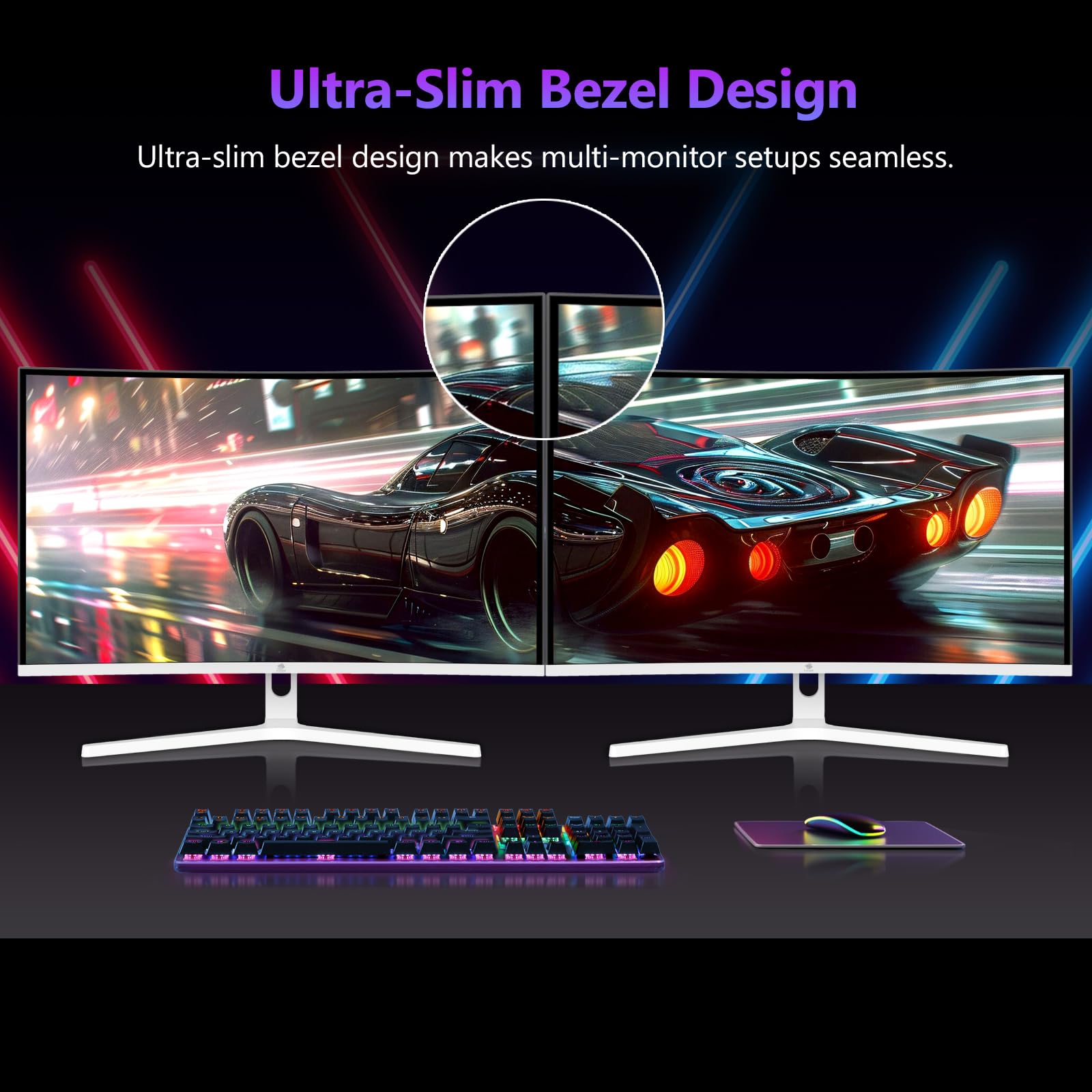 Z-Edge 27-calowy zakrzywiony ekran dla graczy PC Biały 300 Hz (DP1.4*2), 1ms, FreeSync, FHD, 240Hz (HDMI2.0*2), monitor do gier LED, regulowane nachylenie, HDR, VA, RGB, VESA (kabel DP w zestawie)