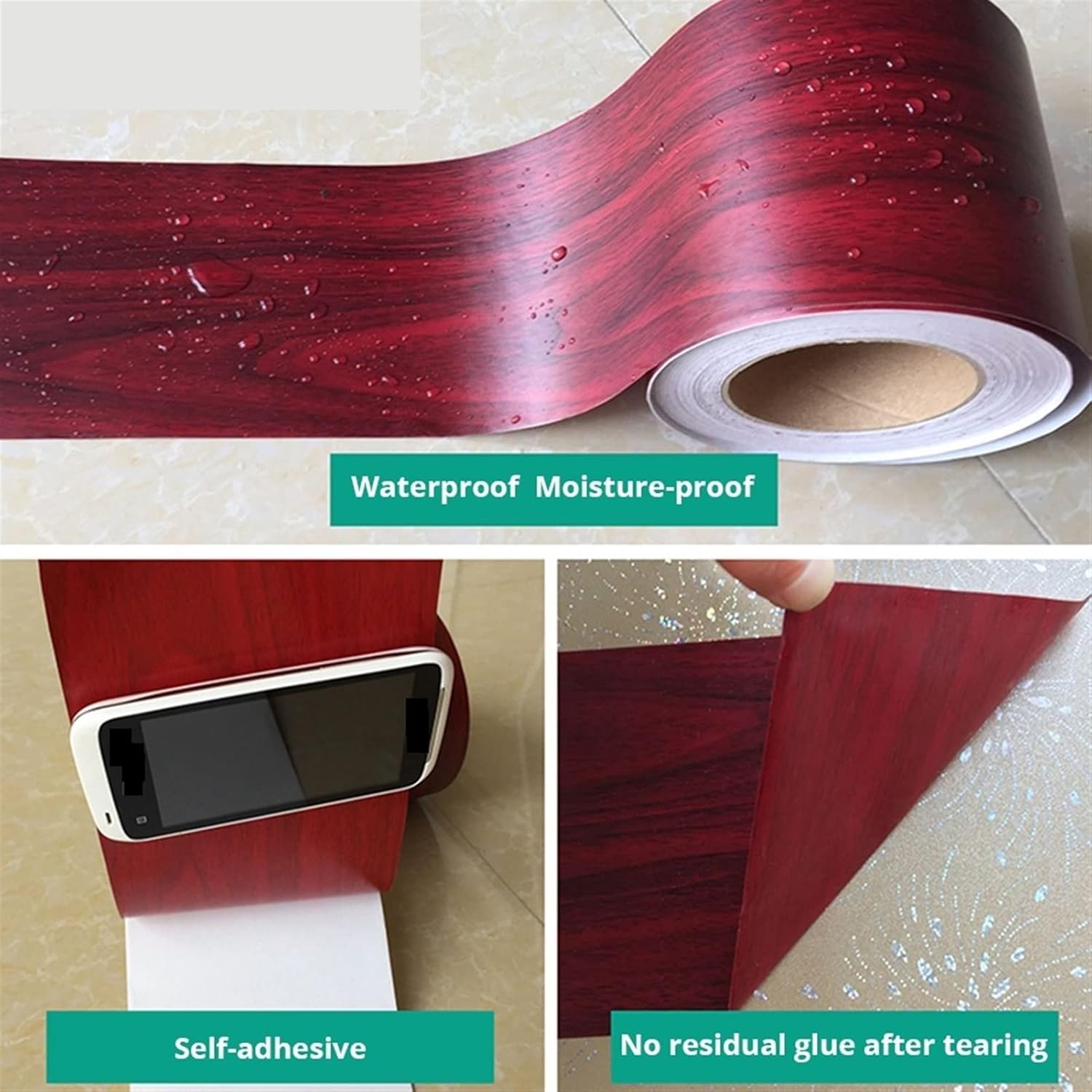 Wallpaper Borders self Adhesive， Modern Self-Adhesive Film Wallpaper PVC Waist Line Wall Sticker(Green,10mx10cm)