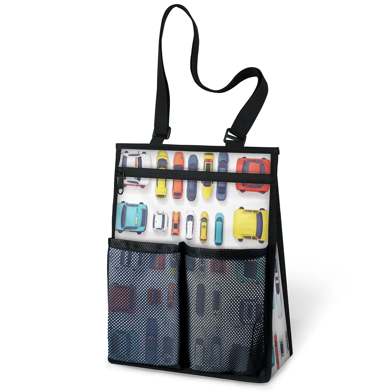 Ourtheme Cars Cartoon Portable Shower Bag for Travel Gym Camp Beach Tote Shower Caddy Bags Hanging Toiletry Organizer