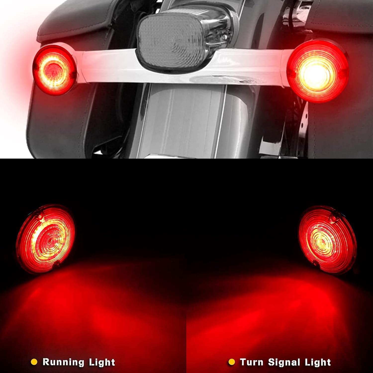 NTHREEAUTO 1157 Front Rear LED Turn Signals 3 1/4 inch Flat Smoked Lens Covers Brake Running Light Compatible with Harley Road King Electra Glide Touring