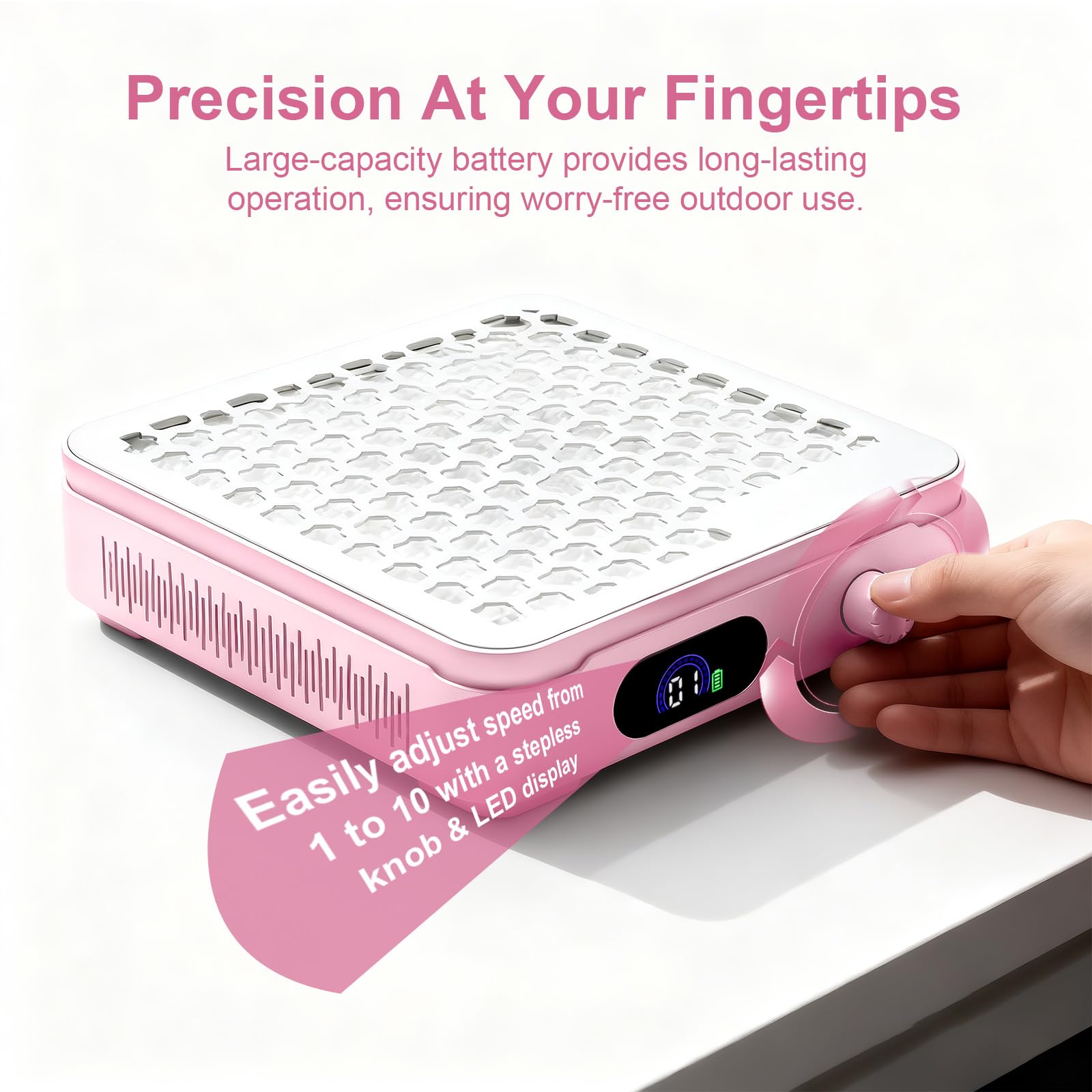 Collecteur de poussière d'ongles avec 10 réglages de vitesse, aspiration puissante pour les débutants, collecteur de poussière pour ongles acrylique, manucure, salon de manucure à domicile