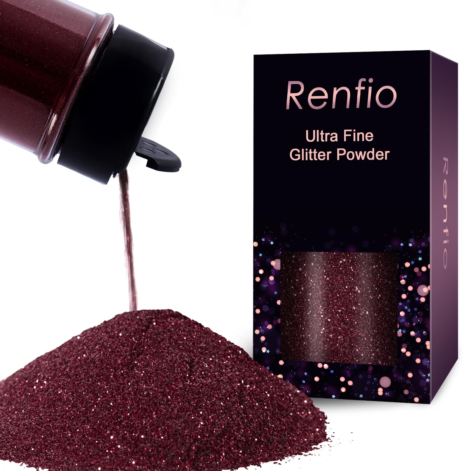 Renfio Ultra Fine Glitter Powder Metallic Resin Glitter Flakes Crafts Sequins Epoxy Chips Flakes for Tumblers Slime Painting Arts Nail Holiday Decoration 1.7 Oz (50g) - Coffee Red — image 1