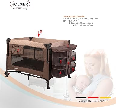 Holmer Coolstyle (Anne Yanı/Park Yatak) Multi Pro Oyun Parkı/Anne Yanı/Beşik (Kahverengi)
