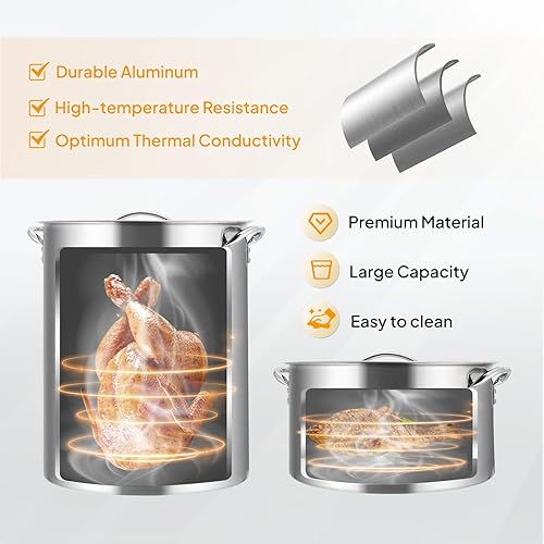 Miniatura 3 de ROVSUN Kit de freidora de pavo de 30 cuartos y freidora de pescado de 10 cuartos con cestas y soporte olla de aluminio con quemador de propano de