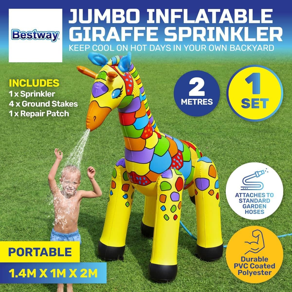 Bestway Jumbo Giraffe Water Sprayer 142 x 104 x 198 cm