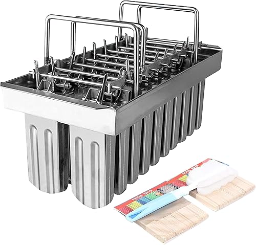 Wixkix - Moldes comerciales de acero inoxidable para paletas, juego de 20 moldes de hielo estilo cabeza redonda, moldes de congelación rápida de