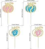 Vista 2 de 24 piezas de calabaza revelación de género para cupcakes con purpurina de calabaza pies de bebé, selecciones de cupcakes para niños o niñas