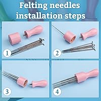 Vista 5 de IMZAY 60 agujas de fieltro de lana, agujas de fieltro de 3 tamaños con mango de madera, herramientas de fieltro de aguja, suministros de fieltro