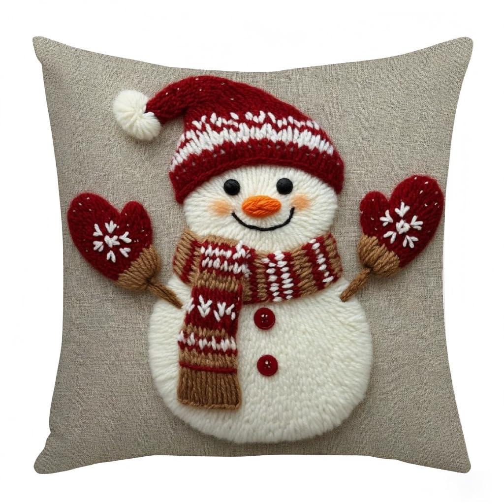 Kouamor C 4 Styles Hristmas Ushion Overs 45 X 45, Linen Xmas Pillow Ases, Santa Snowman Deer Throw Pillow Overs, Hristmas Sofa Ushions, For Hristma Decorations Home Party Bedroom Living Room (C)