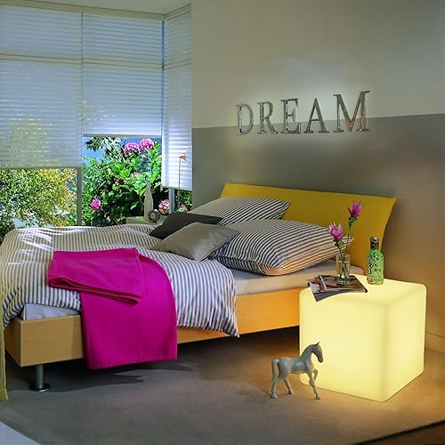 Miniatura 5 de Mr.Go Mesa de cubo con iluminación LED de 20 pulgadas, luz LED grande para silla, asiento de cubo LED de 16 colores RGB con control remoto,