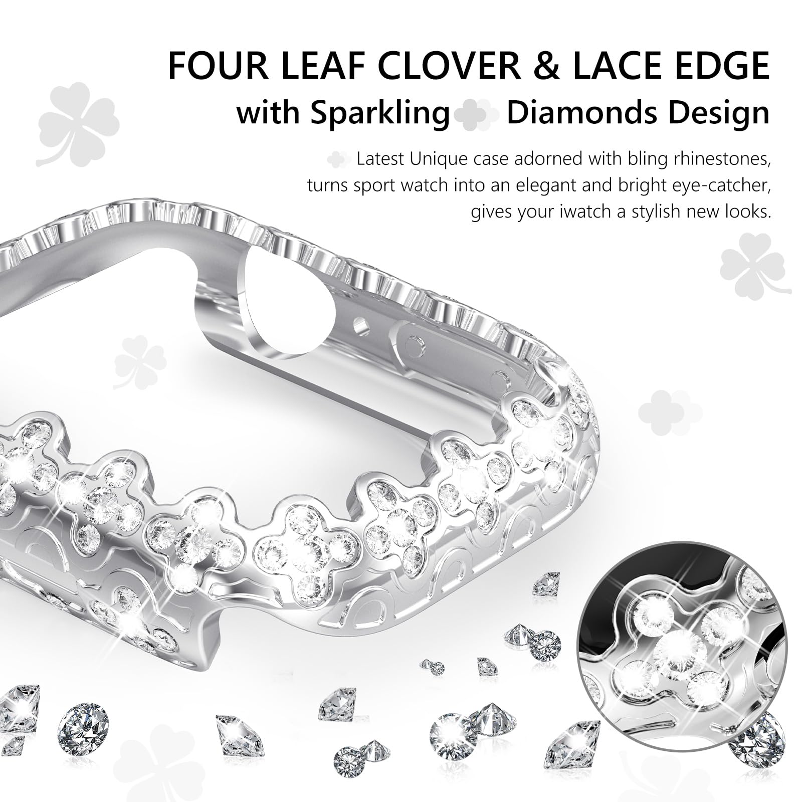 WINGLE Bling Case for Apple Watch 40mm Screen Protector Case Series 6 5 4 SE (2nd Gen) - Image 2