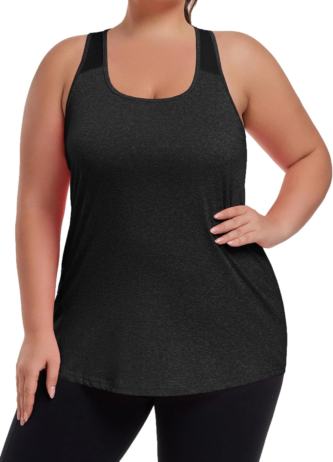 Women's Plus Size Athletic Tank Tops Racerback Workout Flowy Tops Yoga Running Sleevelss Summer Shirts Loose - Image 2