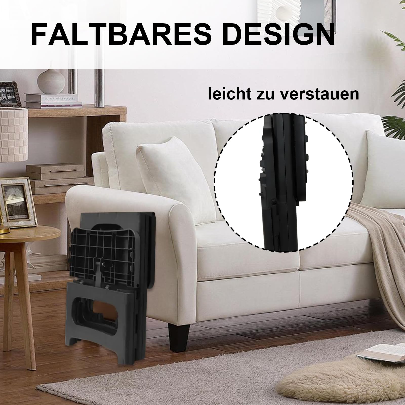 2 Stufen Tritthocker Klappbar Klapphocker mit Tragegriff Rutschfester Trittschemel Fußhocker Tragbaren Faltbarer Wetterfest für Küche, Haus, Büro, Draußen