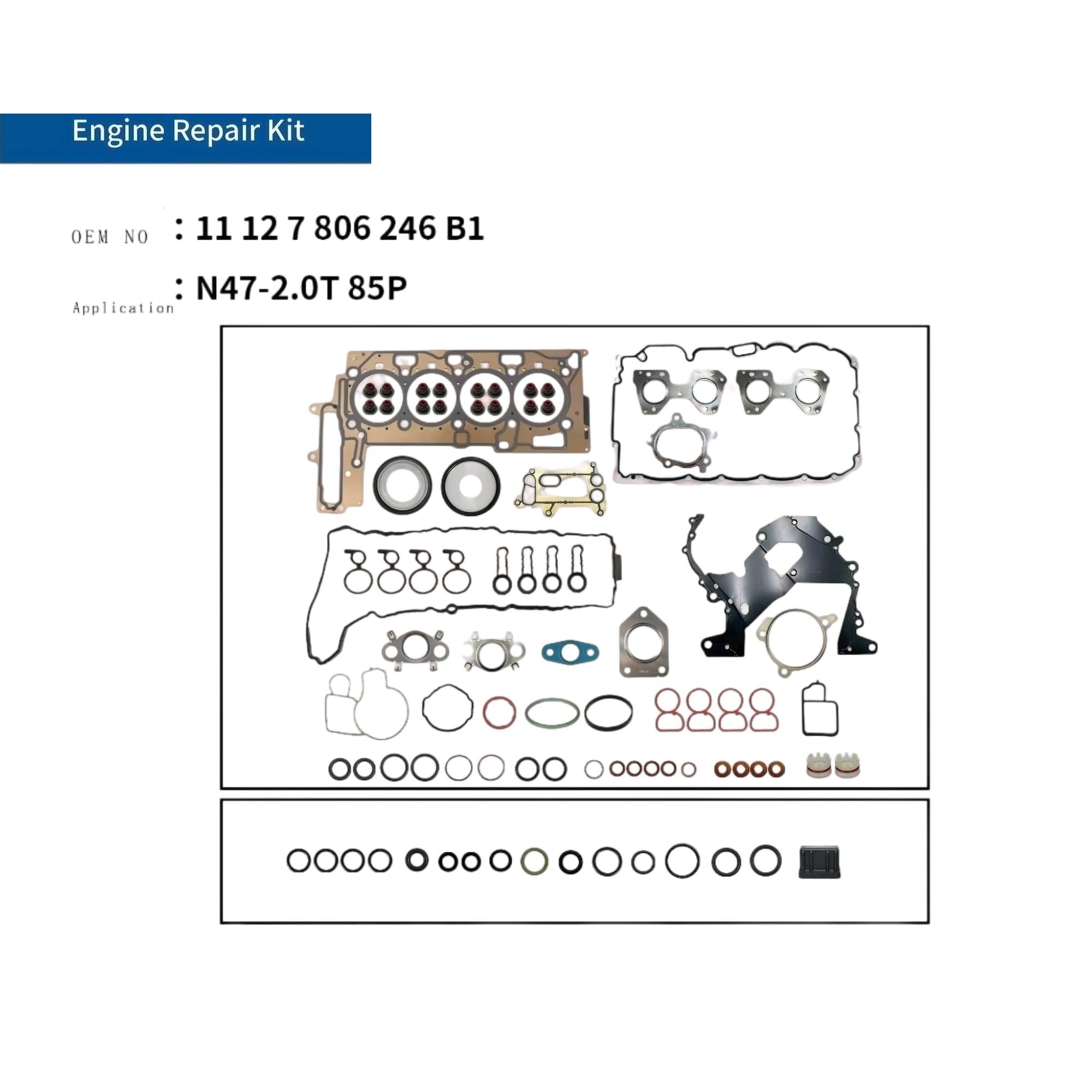 Junta estanqueidad tapa válvulas Juego De Juntas Completas Culata Pieza Motor 2,0 T Para N47 M47 Para E81 E87 E88 E82 E90 E93 E92 E91 E60 E61 E84