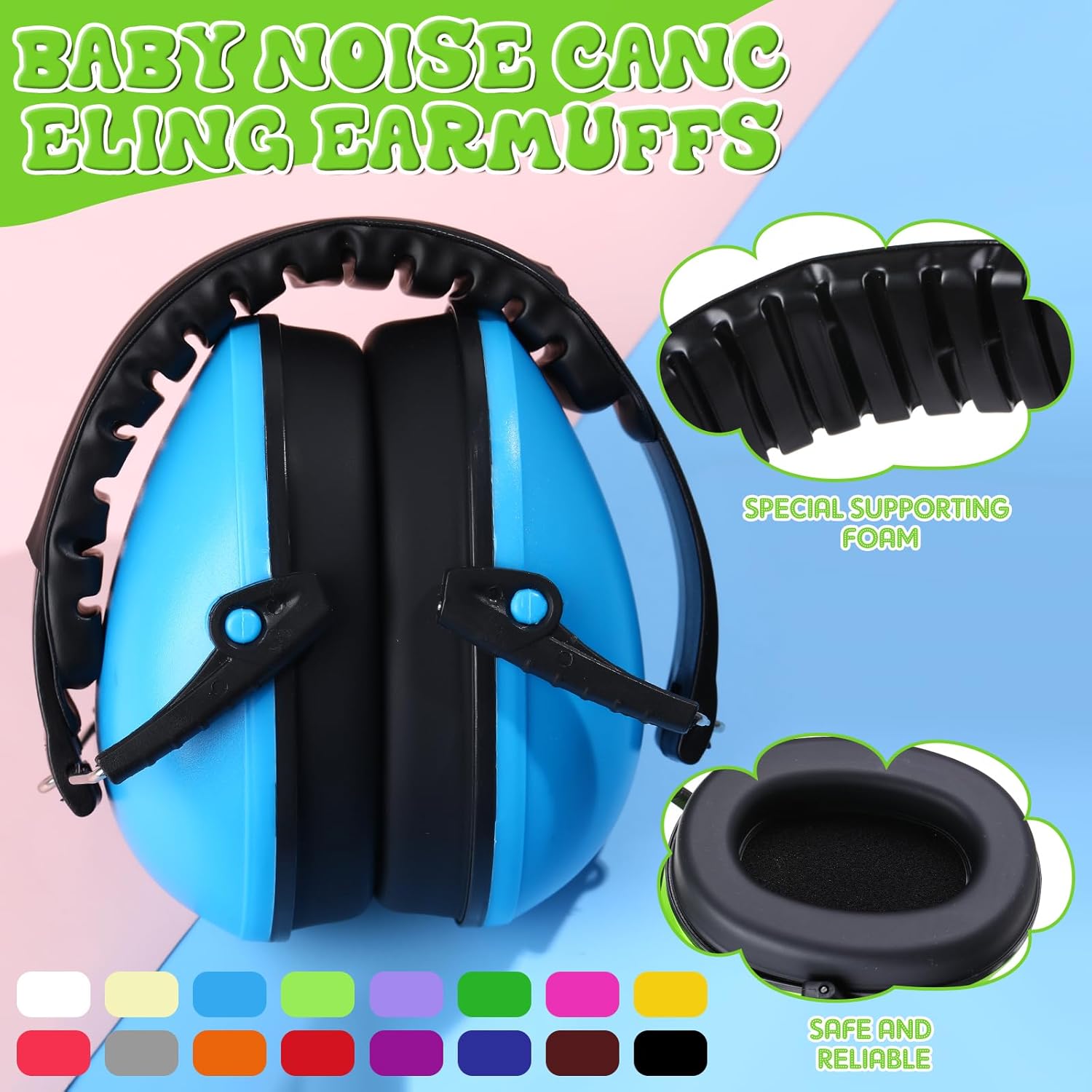 16 Pcs Noise Reduction Headphones Bulk 28 NRR Toddler Noise Cancelling Ear Muff Kid Adjustable for Children Preschool Ear Hearing Protection Charity Donation, 16 Colors - Image 4