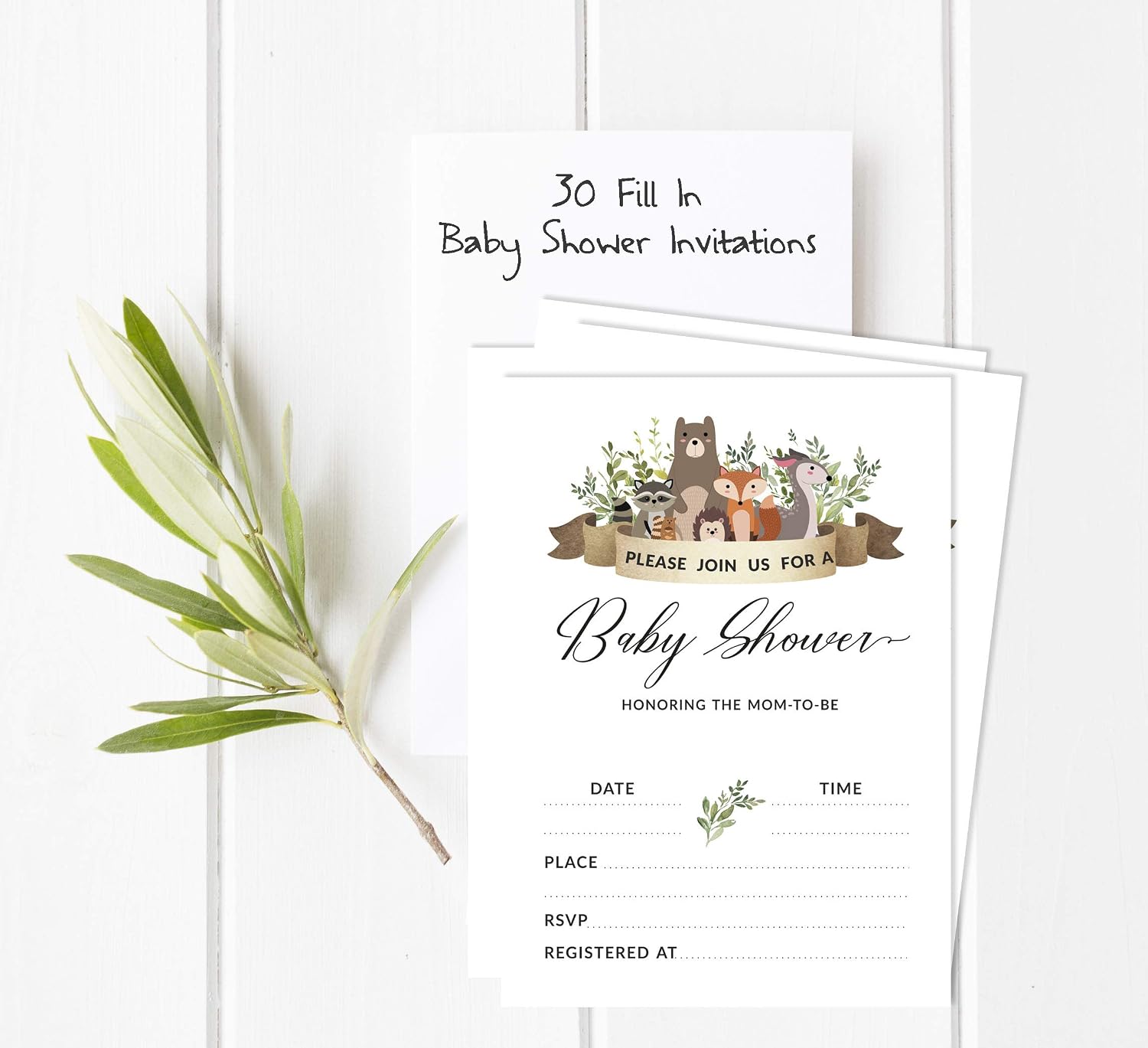 Set of 30 Jungle Animals Baby Shower Invitations-Diaper Raffle Tickets and Baby Shower Book Request Cards Gender Neutral Invites Its A Boy Its A Girl