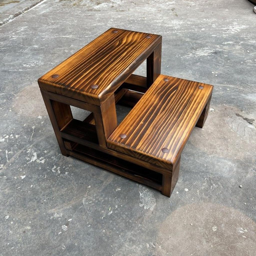 ステップ 踏み台 2段 階段 木製 滑り止め 庭 屋外 室内 玄関台 軽量