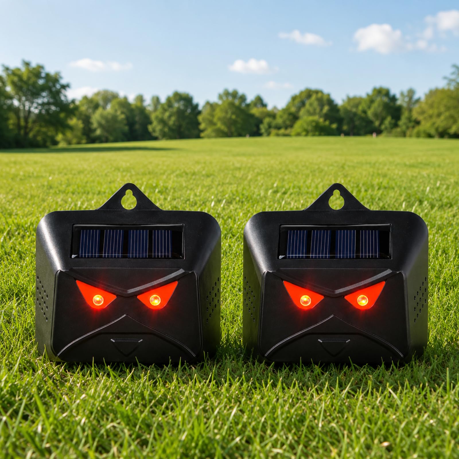 Solar Animal Repeller with Red Flashing Lights, Waterproof Solar Deterrent