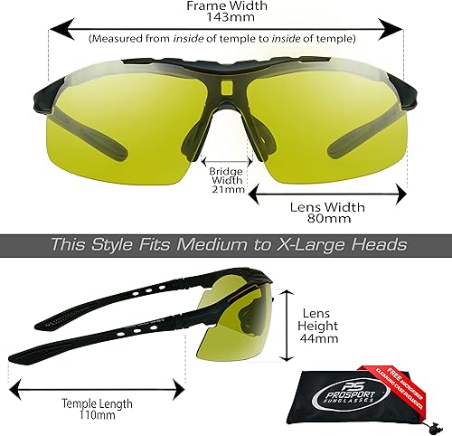 Miniatura 2 de ProSPORT - Gafas de sol amarillas de seguridad Z87 para hombres y mujeres, protección nocturna, antirreflejos, conducción