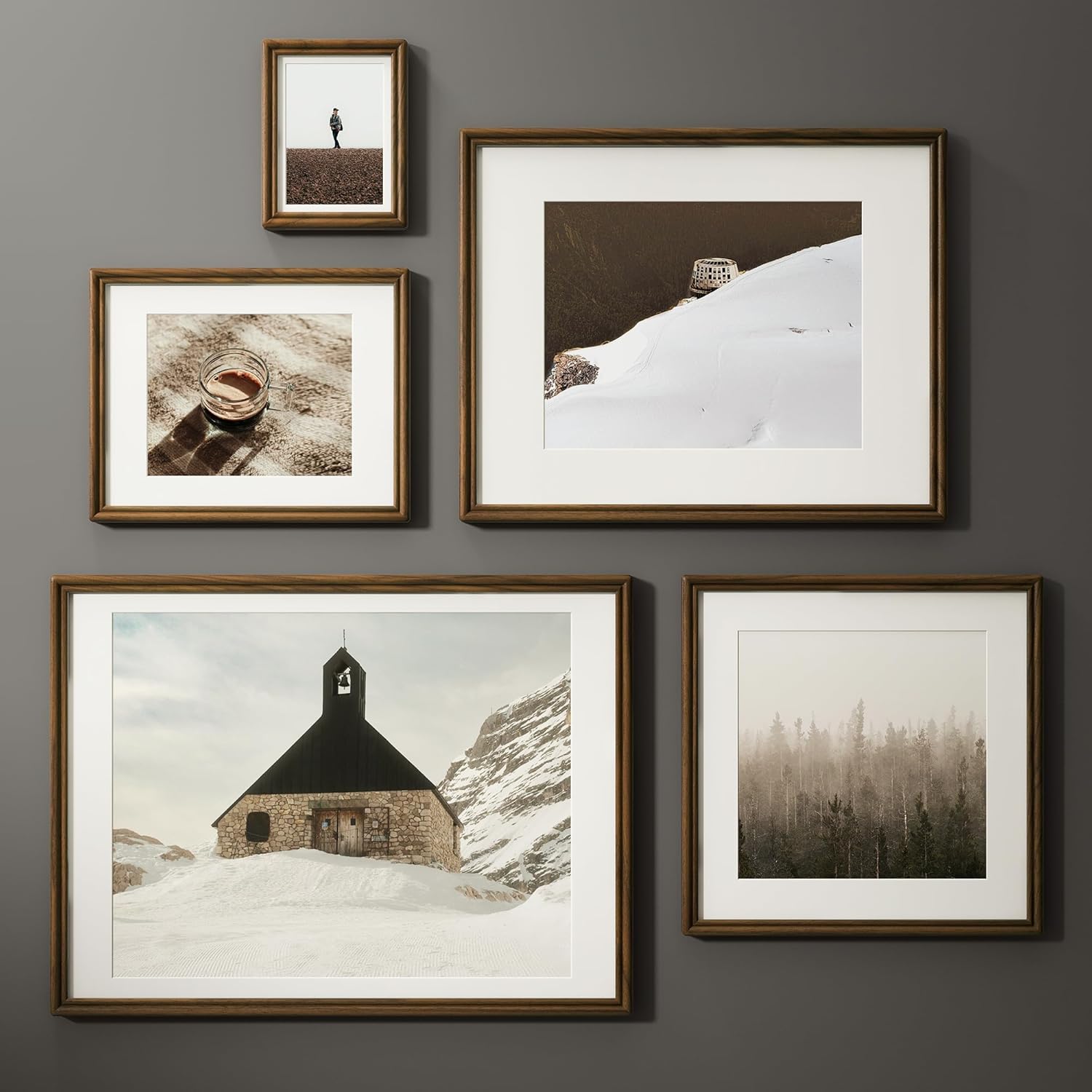 8x10 Picture Frame, USA-Sourced Natural Solid Walnut Wood Photo Collage Frame with HD Tempered Glass, Rounded Corner 8 x 10 Wooden Frame Matted to 5x7, Gallery Frames for Wall or Tabletop Display