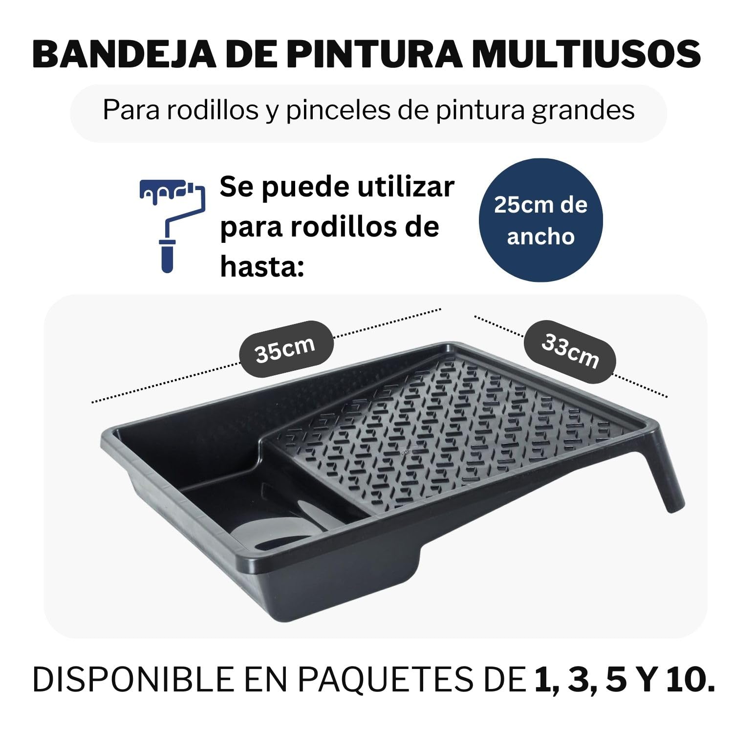 5 bandejas de Pintura de 33 x 35 cm, Bandeja de Pintura para Pintura de Pared, Bandeja de plástico Azul, Ancho 33 cm, Longitud 35 cm, Accesorios de Pintura, Suministros de Pintura