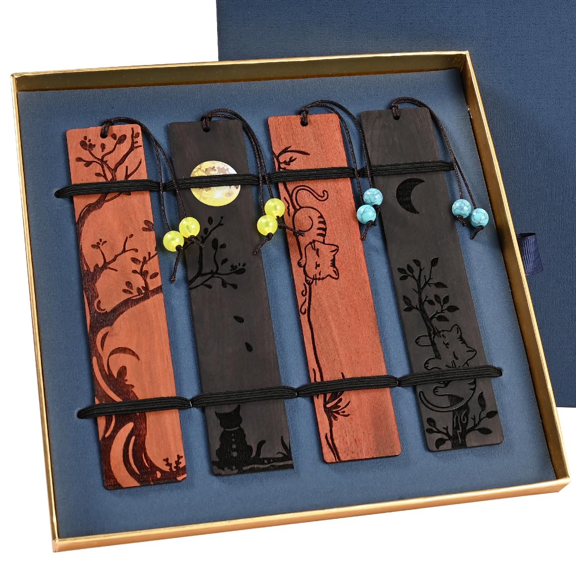 ZQZYMXQ Juego de 4 marcapáginas de gato para mujer, marca de libros de animales, ideas de regalo para lectores (juego de gatos)