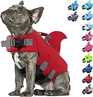 Vista 18 de SUNFURA Chaleco salvavidas para perros de tiburón, chaleco salvavidas ajustable con alta flotabilidad, salvavidas de seguridad con asa de rescate