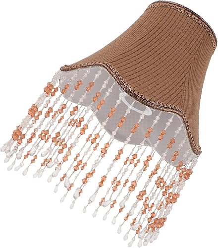 Pantalla de lámpara vintage de repuesto estilo europeo, pantalla victoriana, tela vintage, E27, con cuentas de encaje, con borla, para sala de