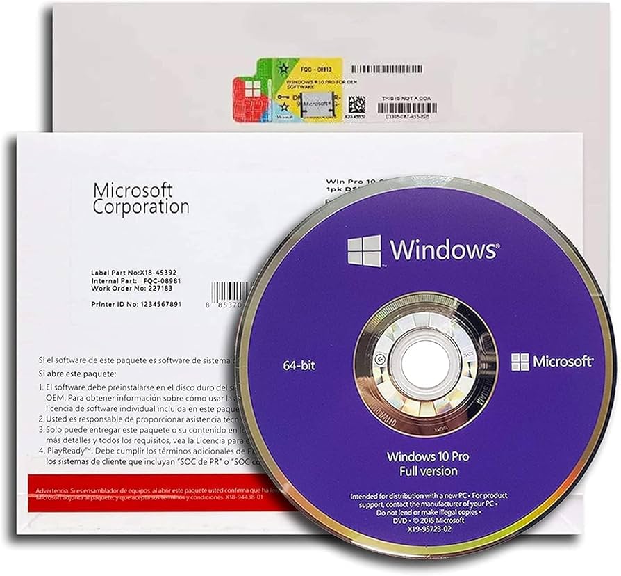 Microsoft - 希少●正規●Microsoft Windows 10 Pro●製品版1 Windows 10 Pro OEM 64 Bit - English Full Product DVD with
