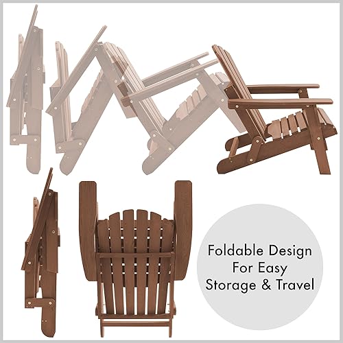 Miniatura 3 de Casafield Silla Adirondack plegable de gran tamaño, juego de 2 sillas de madera de cedro para exteriores para patio, terraza, patio, césped y