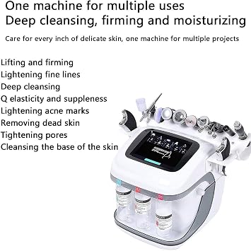Hydrogen Oxygen 11 In 1 Facial Machine - 8'' LCD Screen & 10 Heads, Cleaning Moisturizing Skin, Promote Nutrition Absorb, Facial Dermabrasion Equipment, for Home, Spa, Beauty Salon