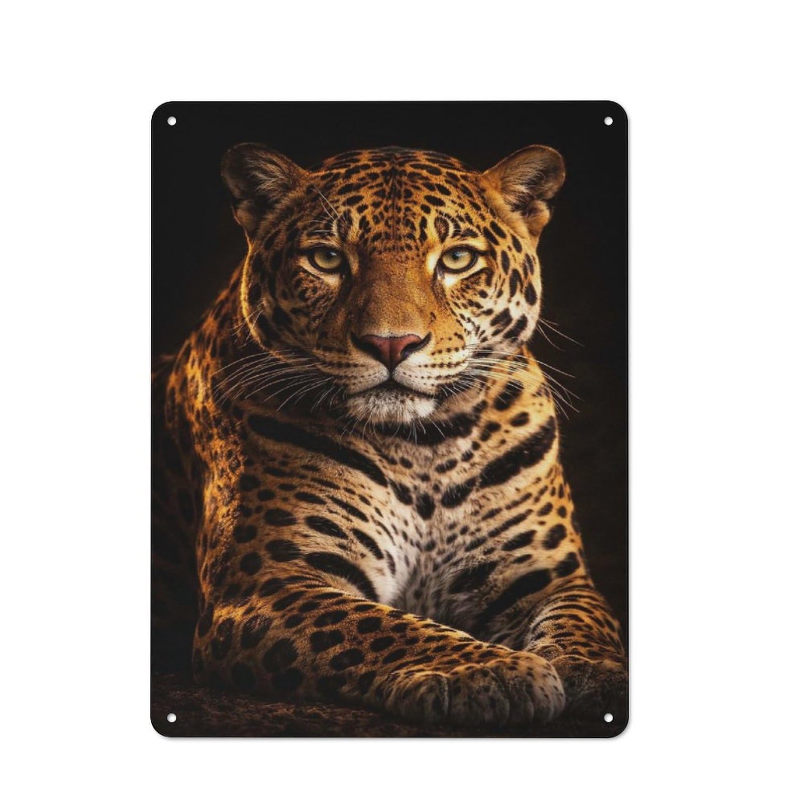 Junmoney Style-9 Smart Majestic Jaguar Portrait Office Metal Sign 40X30cm, Creative Space Decor For Home Office, Reading Corner Or Bedroom