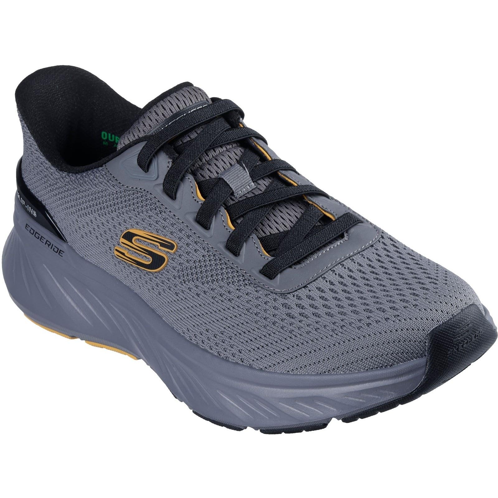 Skechers Men's Edgeride Erlson Sneaker, Charcoal Knit/Yellow Pu, 11 UK