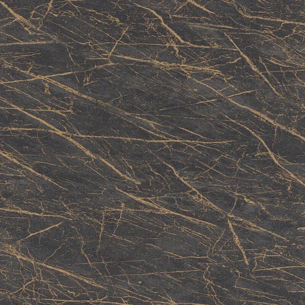 Yöl Charcoal,Gold Factory Marble Charcoal Gold Wallpaper - Metallic Effect Paste The Wall Blown Vinyl Modern Contemporary Feature Wall