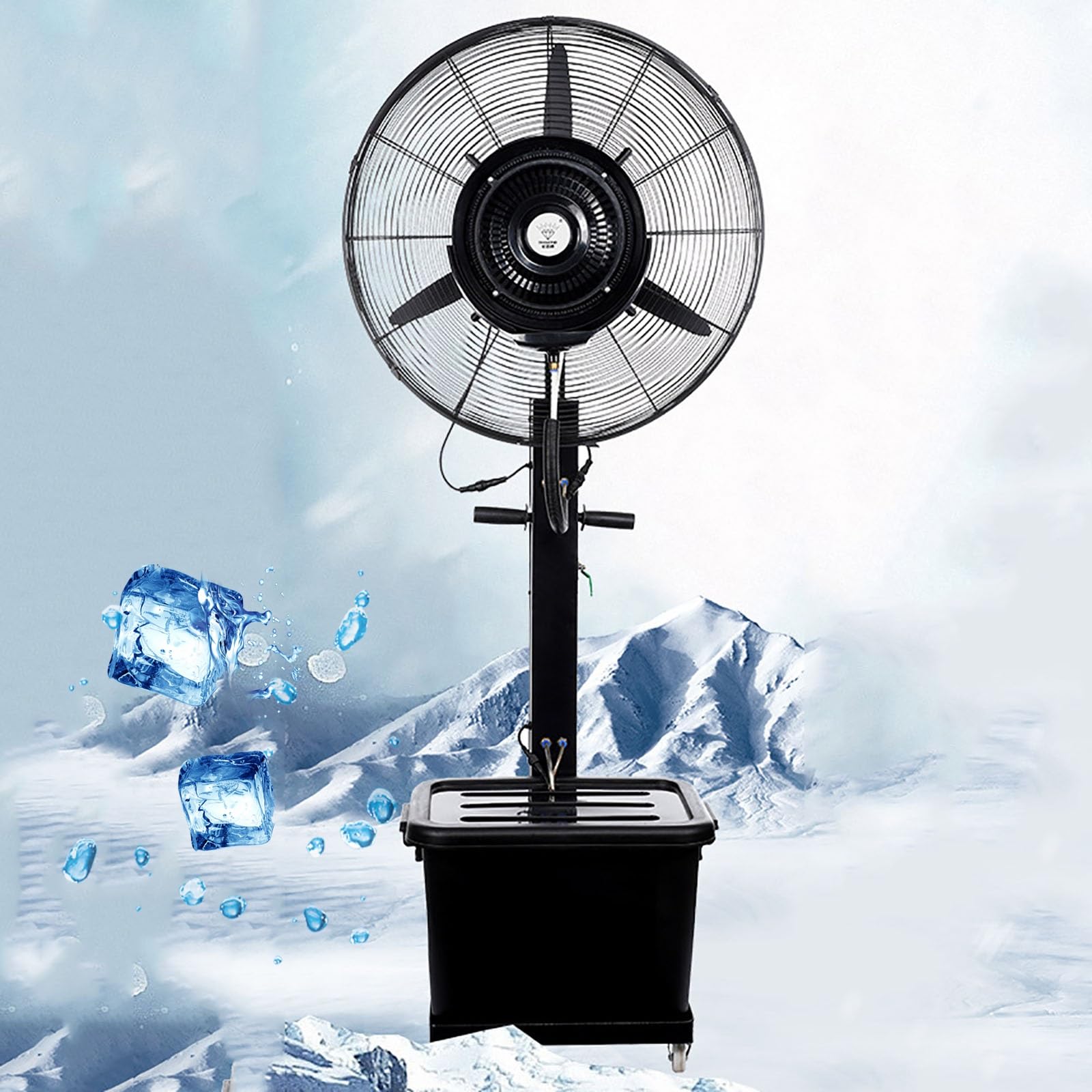 asdchZen Outdoor Misting Fan With 43L Standalone Tank, 90°Oscillating Pedestal Fan, 3 Speeds, For Patio Workshop Industrial,One Color-65cm
