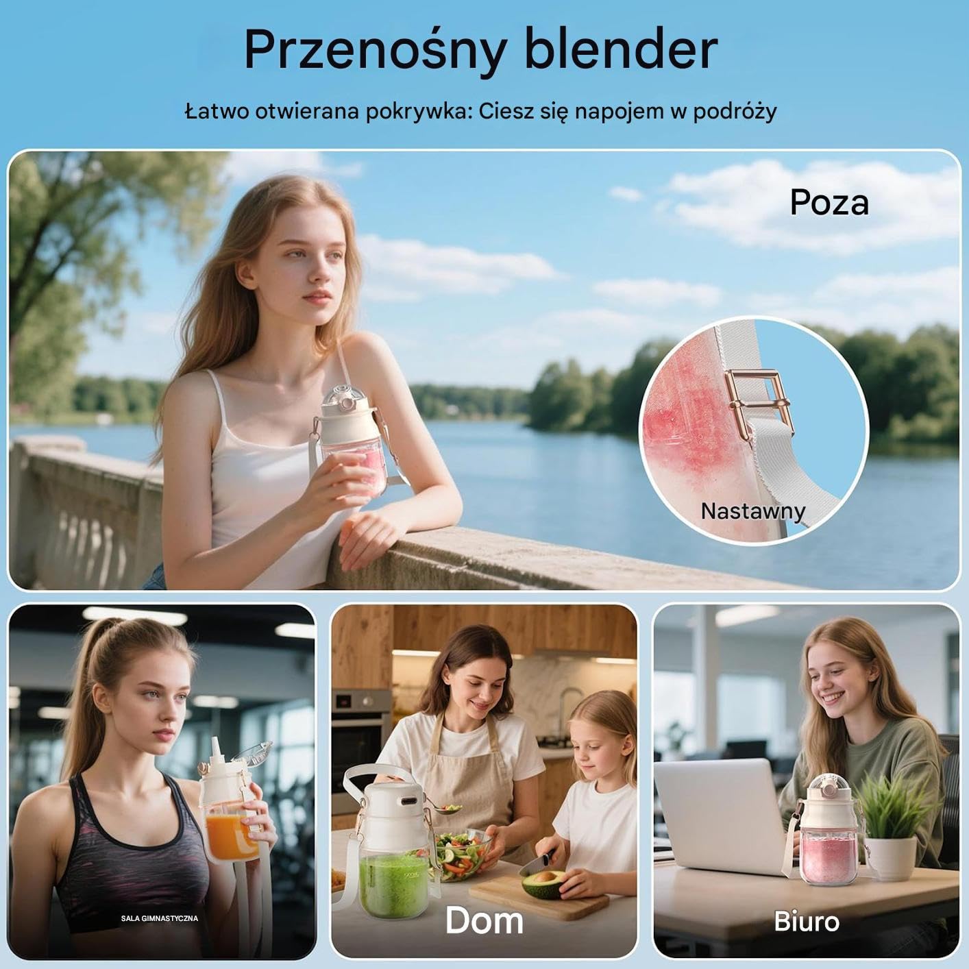 Blender akumulatorowy Shaker Mikser Do Shake'ów Białkowych, Mleka | Osobisty Blender Kubkowy Sokowirówka Koktajle Proteinowe Kawa Sok Napoje Na Podróż Dom Kuchnia Kemping Piknik Plaża