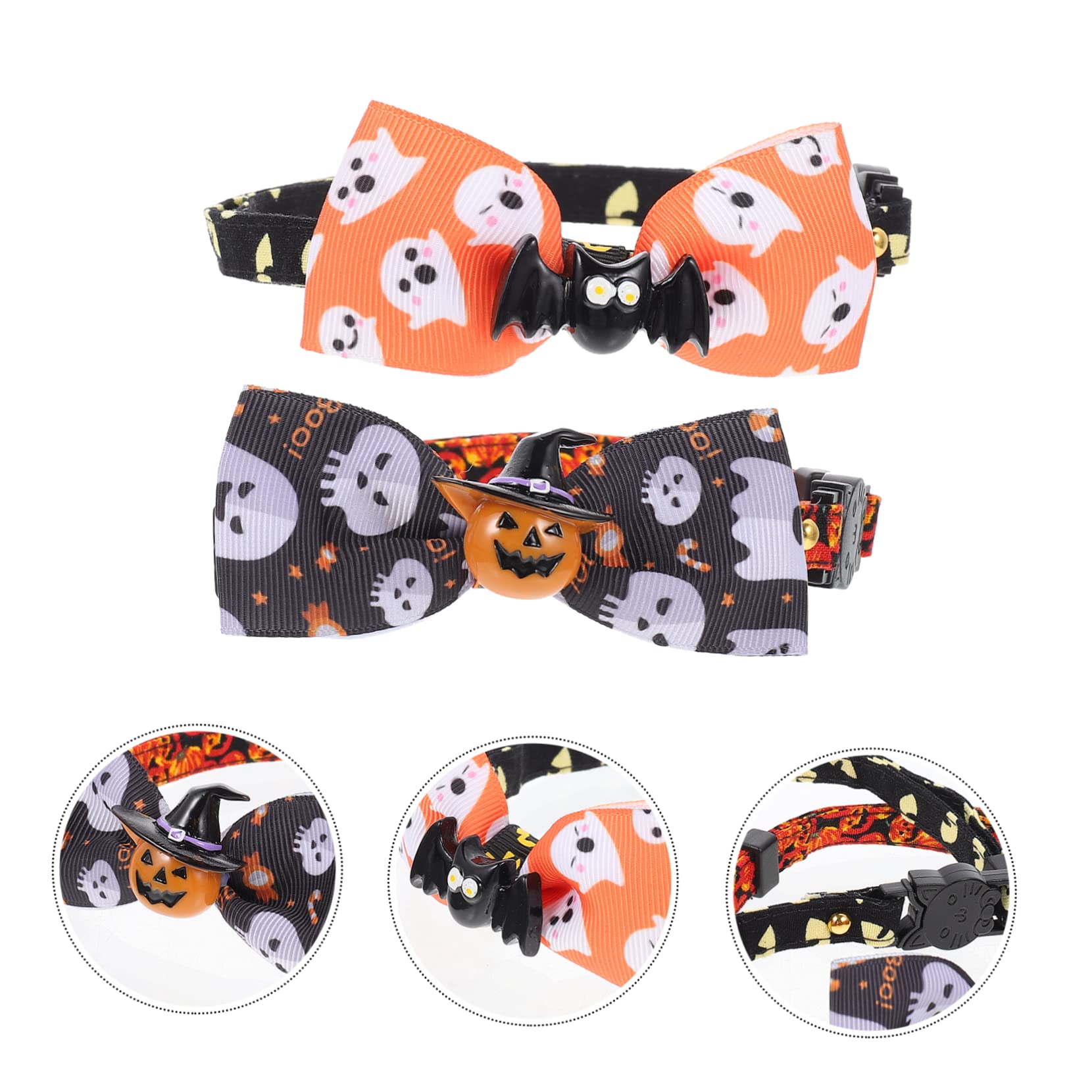 INOOMP 10stücke Halloween Katzenhalsbänder Mit Verstellbarem Design Und Schleife Für Kätzchen Und Haustiere Festtagsaccessoires Mit Kürbis Und Fledermaus Motiven